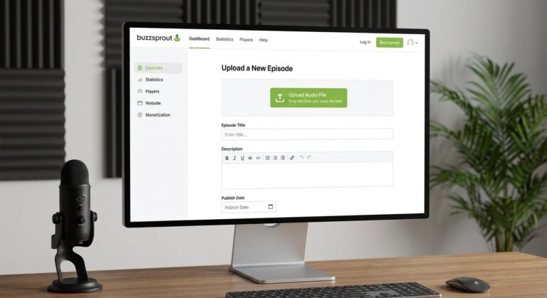 buzzsprout podcast hosting dashboard upload interface